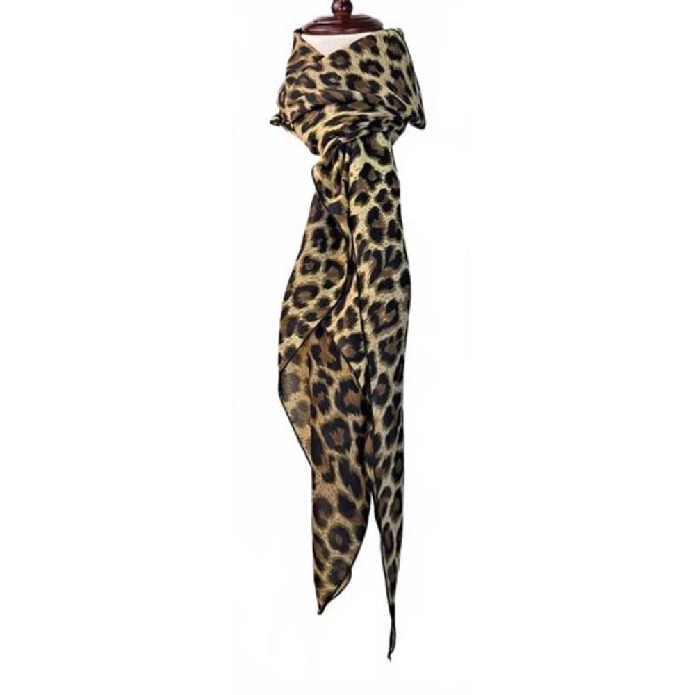 La Palapa Scarf Rectangle 68" X 20" Arrow Point Ends Cheetah Print